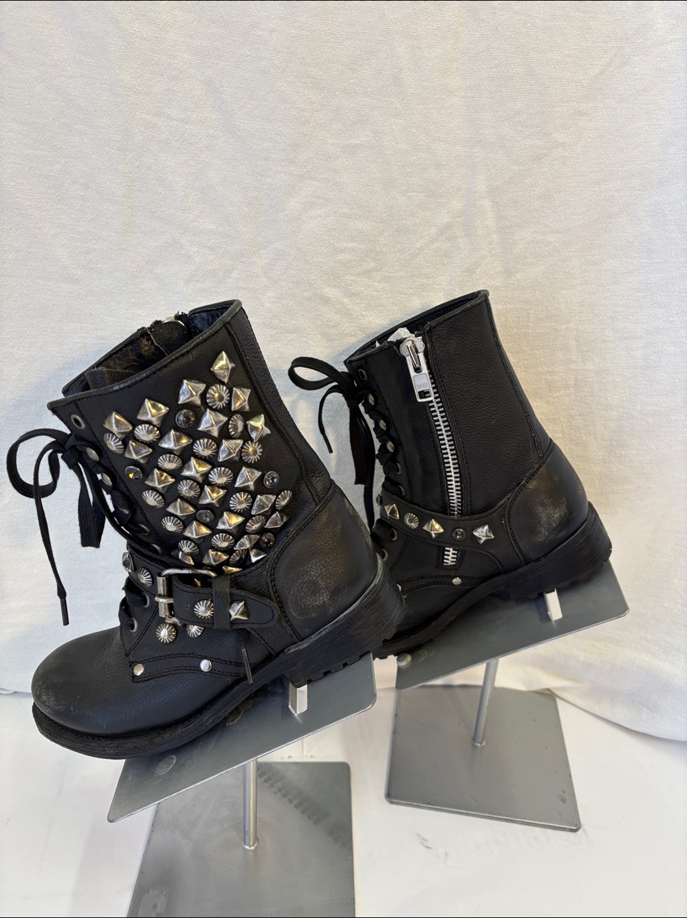 NWOB Ash Ryanna Embellished Leather Combat Boots - Picture 8 of 15